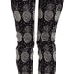 Black Pineapple Print Skinny Capri Pants