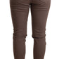 Chic Brown Skinny Mid Waist Cropped Pants