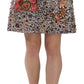 Silver Embellished High Waist Mini Skirt