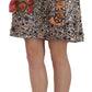 Silver Embellished High Waist Mini Skirt