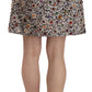 Silver Embellished High Waist Mini Skirt