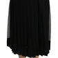 Elegant Black Silk Blend Pleated Midi Skirt