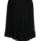 Elegant Black Silk Blend Pleated Midi Skirt