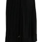 Elegant Black Silk Blend Pleated Midi Skirt