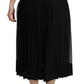 Elegant Black Silk Blend Pleated Midi Skirt