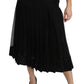 Elegant Black Silk Blend Pleated Midi Skirt