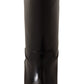 Elegant Black Leather & Fur Biker Boots