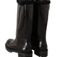 Elegant Black Leather & Fur Biker Boots