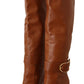 Elegant Brown Leather High Boots for Her