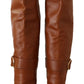 Elegant Brown Leather High Boots for Her