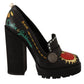 Elegant Black Leather Pumps with Appliques