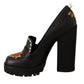 Elegant Black Leather Pumps with Appliques
