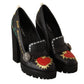 Elegant Black Leather Pumps with Appliques