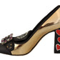 Elegant Spiked Gemstone Heels in Gold and Black