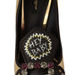 Elegant Spiked Gemstone Heels in Gold and Black