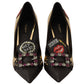 Elegant Spiked Gemstone Heels in Gold and Black