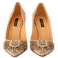 Elegant Nude Satin Crystal-Embellished Pumps