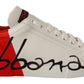 Elegance Unleashed: White and Red Lace-Up Sneakers