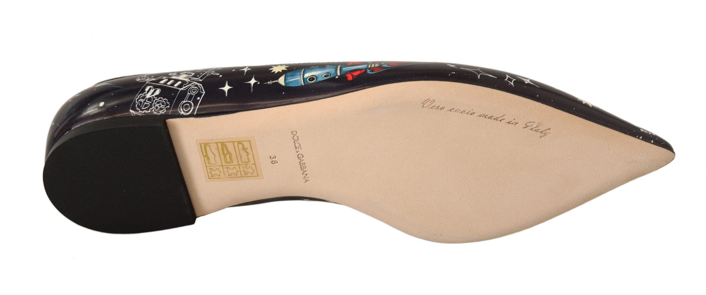 Elegant Outer Space Print Flat Loafers