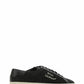 Sleek Black Canvas & Leather Low-Top Sneakers