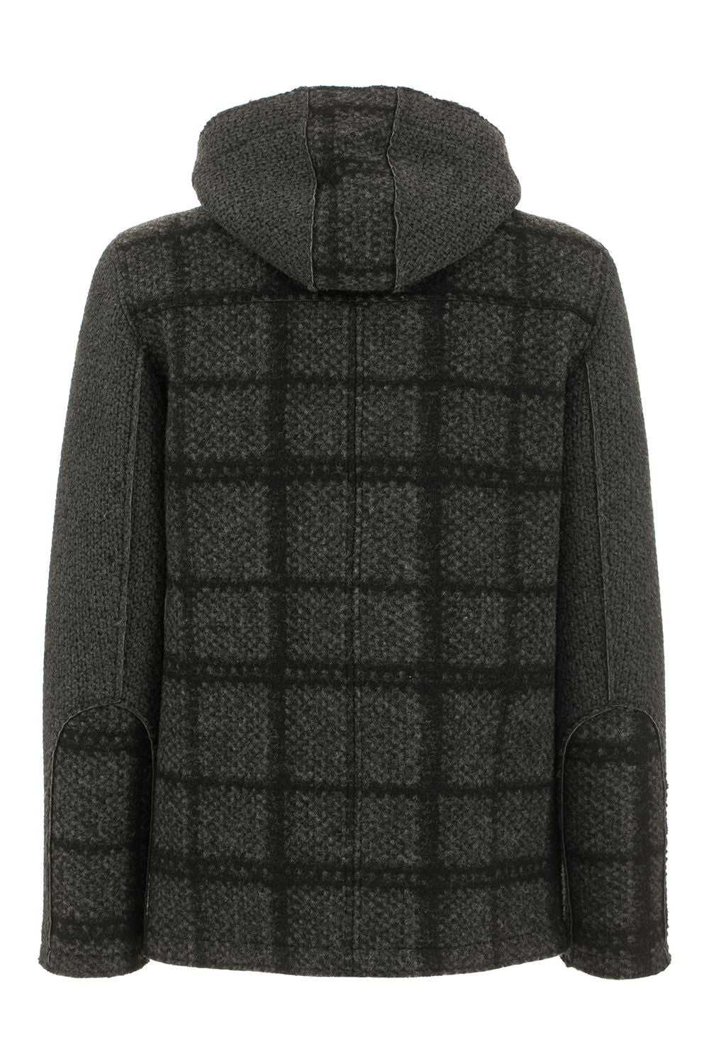 Elegant Anthracite Wool Blend Coat with Hood