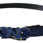 Sleek Dark Blue Leather Fashion Belt