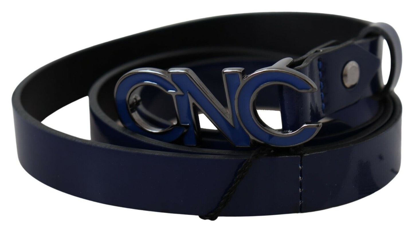 Sleek Dark Blue Leather Fashion Belt