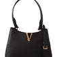 Elegant Black Grainy Leather Shoulder Bag