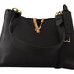 Elegant Black Grainy Leather Shoulder Bag