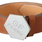 Elegant Brown Leather Adjustable Belt