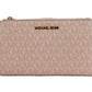 Jet Set Travel Dark Powder Blush PVC Large Double Zip Wrist Wallet