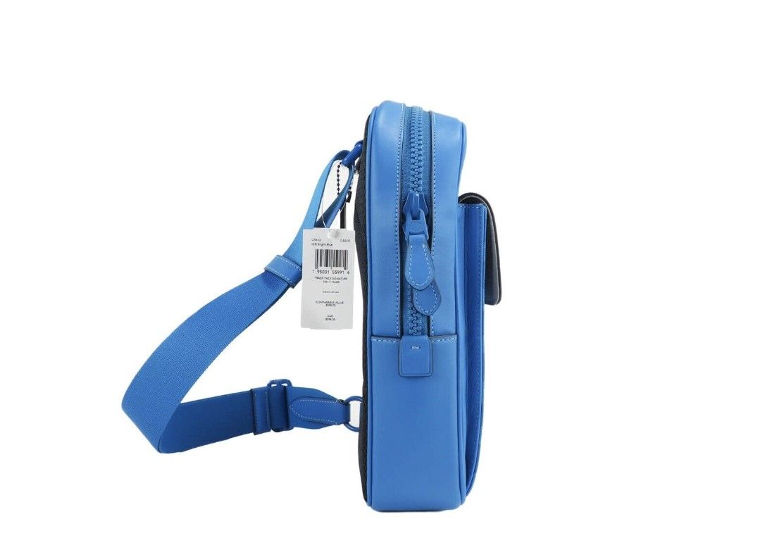 (C9838) Bright Blue Signature Coated Canvas Track Pack Slingpack Backpack