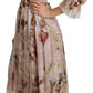 Elegant Pink Angel Print Midi Dress