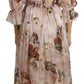 Elegant Pink Angel Print Midi Dress