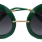 Elegant Gradient Gold Green Sunglasses