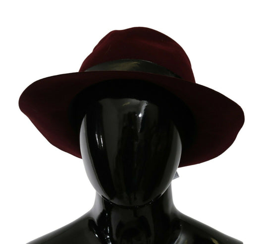 Elegant Maroon Wide-Brim Hat
