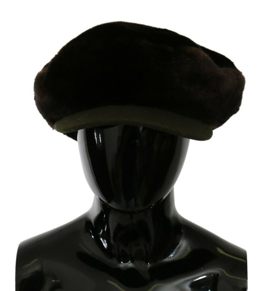 Elegant Cashmere Newsboy Cap in Brown