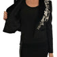 Crystal Embellished Brocade Blazer Jacket