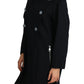 Elegant Black Double-Breasted Crystal Trench