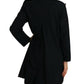 Elegant Black Double-Breasted Crystal Trench