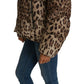 Elegant Leopard Print Puffer Coat