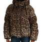 Elegant Leopard Print Puffer Coat
