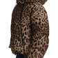 Elegant Leopard Print Puffer Coat