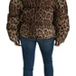 Elegant Leopard Print Puffer Coat