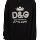 Elegant Black Crystal Logo Sweatshirt