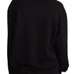 Elegant Black Crystal Logo Sweatshirt