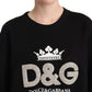 Elegant Black Crystal Logo Sweatshirt