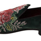 Emerald Velvet Embroidered Loafers