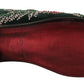 Emerald Velvet Embroidered Loafers