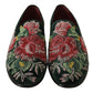 Emerald Velvet Embroidered Loafers